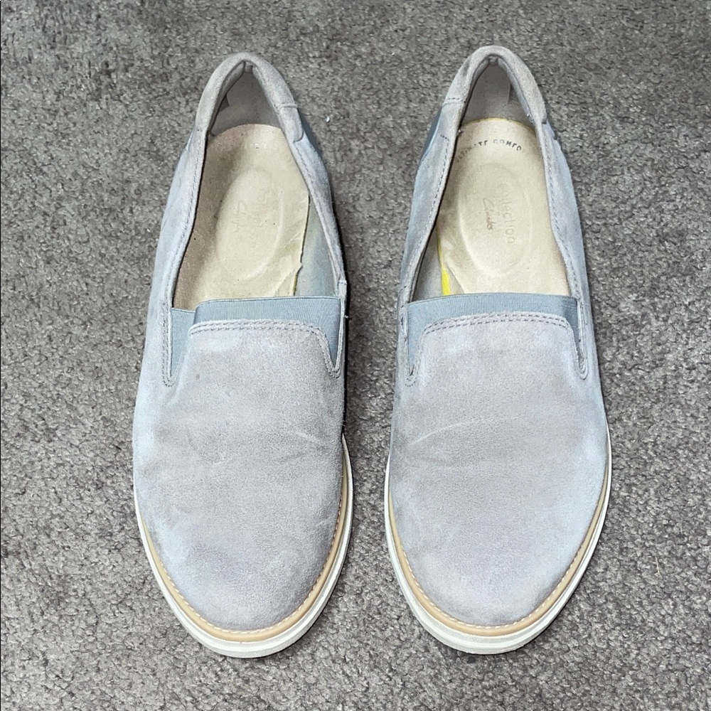 Clarks Suede Slip On Loafers